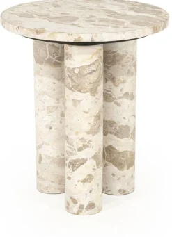 Marmeren Bijzettafels-By Boo Marmo Bijzettafel Wit, Bruin