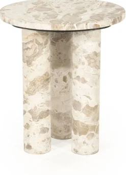 Marmeren Bijzettafels-By Boo Marmo Bijzettafel Wit, Bruin