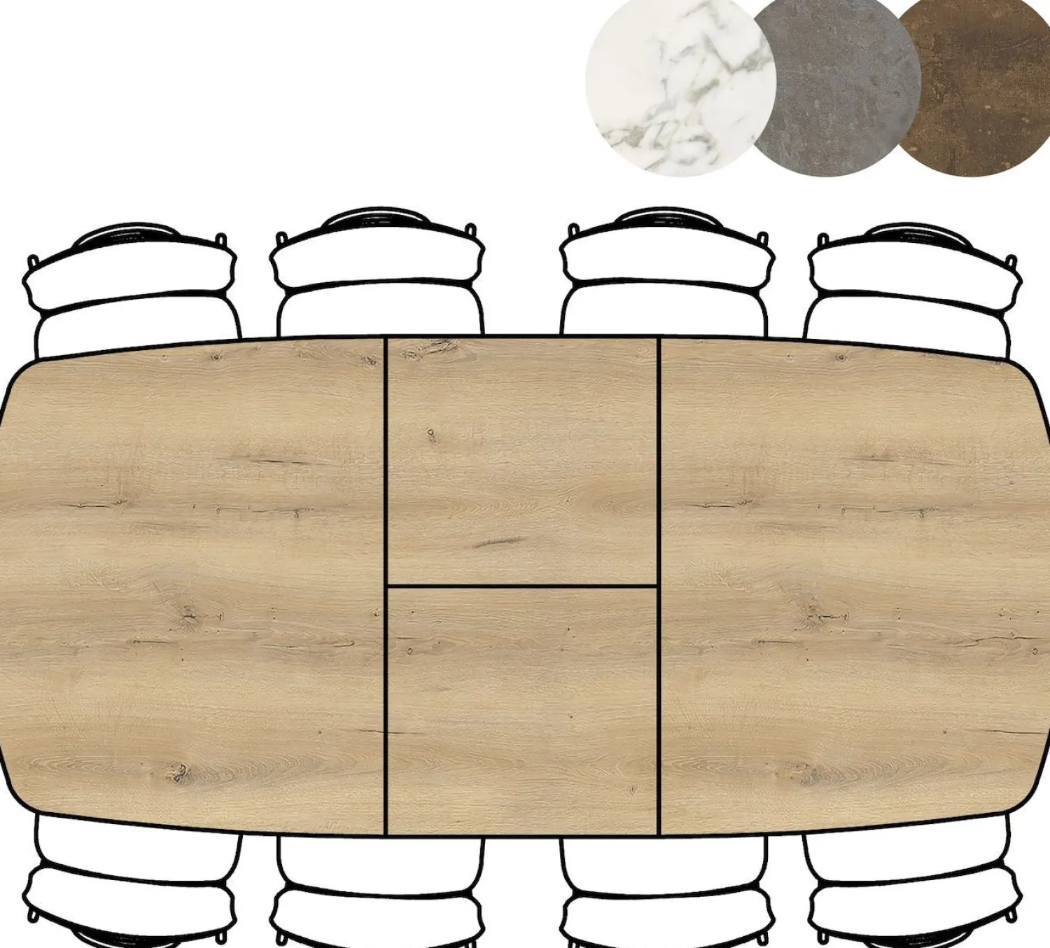 Houten Eettafels|Uitschuifbare Eettafels-XOOON Masura Uitschuifbaar Eettafel Eiken