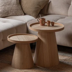 Ronde Bijzettafels-WOOOD Maud Bijzettafel Naturel