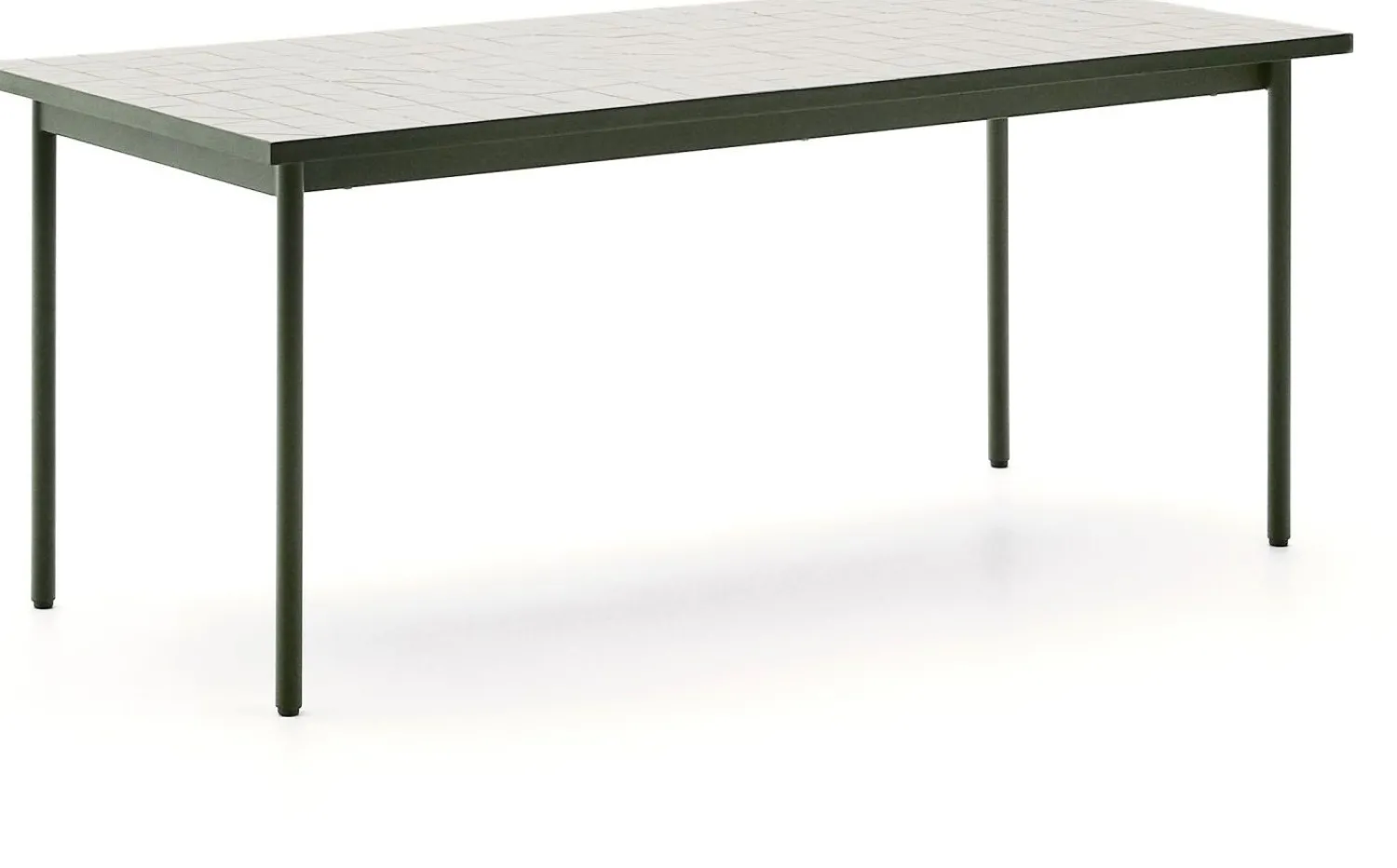 Tuintafels-Kave Home Maurina Ecru Tuintafel Donkergroen, Ecru
