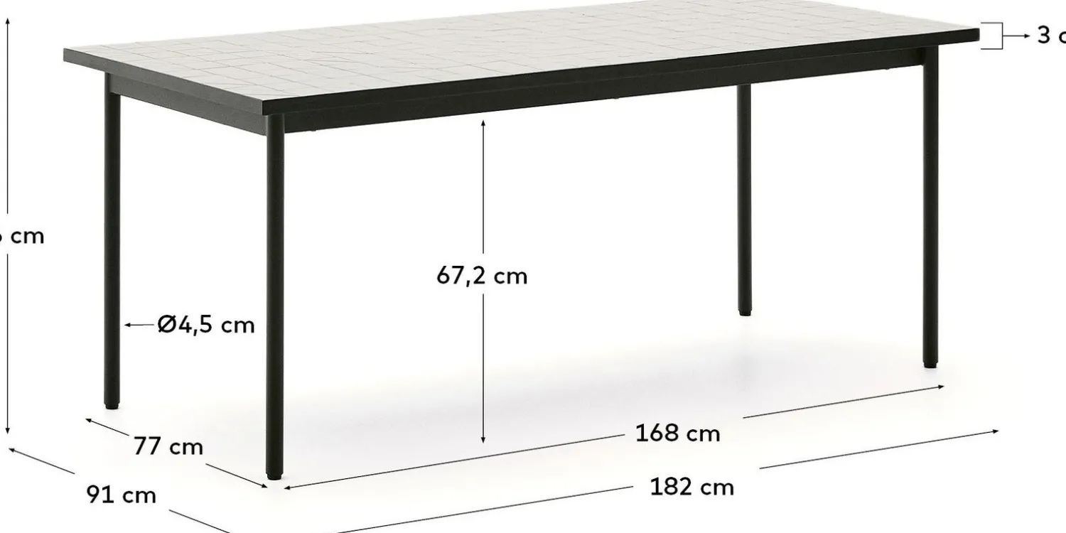 Tuintafels-Kave Home Maurina Ecru Tuintafel Donkergroen, Ecru