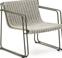 Tuinstoelen-Kave Home Maurina Outdoor Fauteuil Grijs, Groen