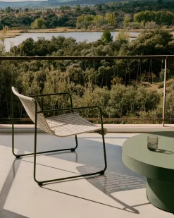 Tuinstoelen-Kave Home Maurina Outdoor Fauteuil Grijs, Groen