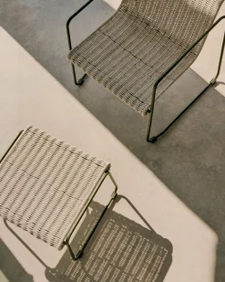Tuinstoelen-Kave Home Maurina Outdoor Fauteuil Grijs, Groen