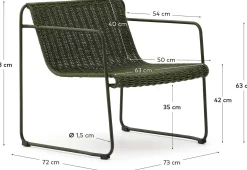 Tuinstoelen-Kave Home Maurina Outdoor Fauteuil Donkergroen