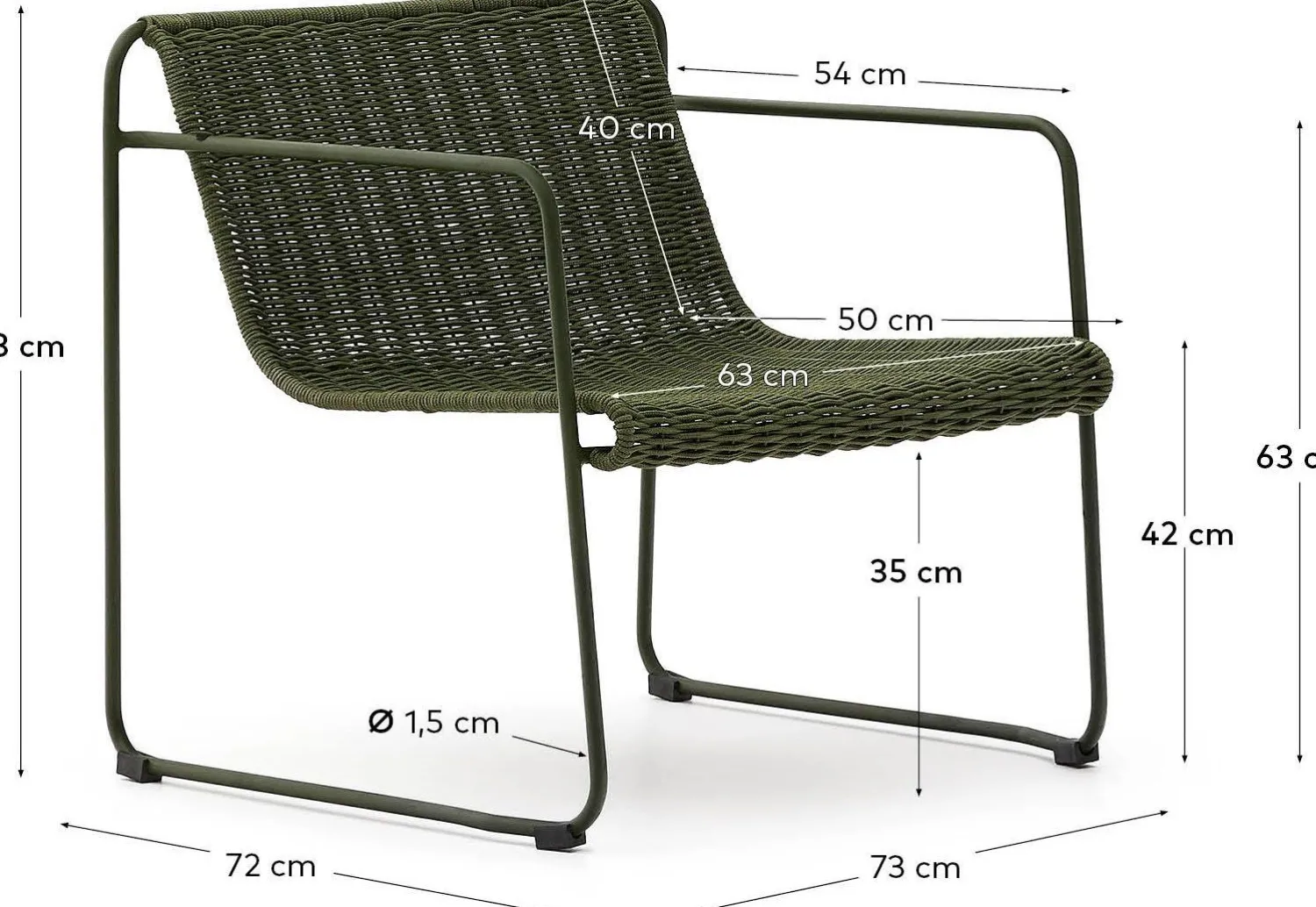 Tuinstoelen-Kave Home Maurina Outdoor Fauteuil Donkergroen