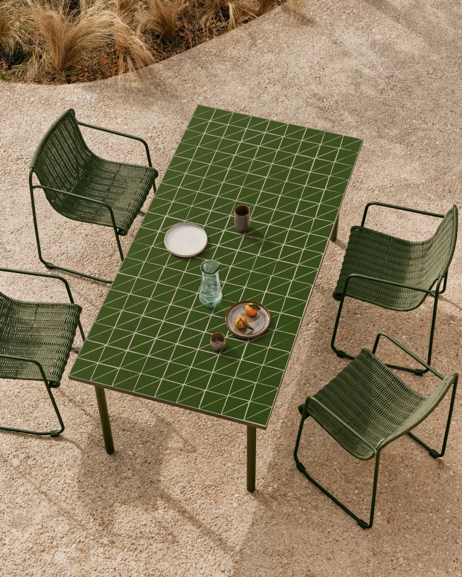 Tuinstoelen|Eetkamerstoelen Met Armleuning-Kave Home Maurina Tuinstoel Donkergroen