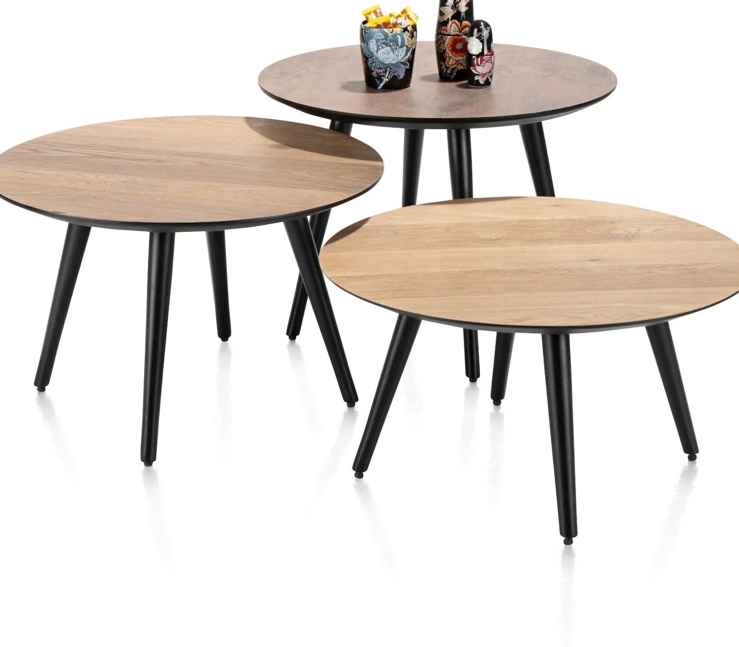 Ronde Salontafels-Henders en Hazel Maze Rond M Salontafel Railway Brown