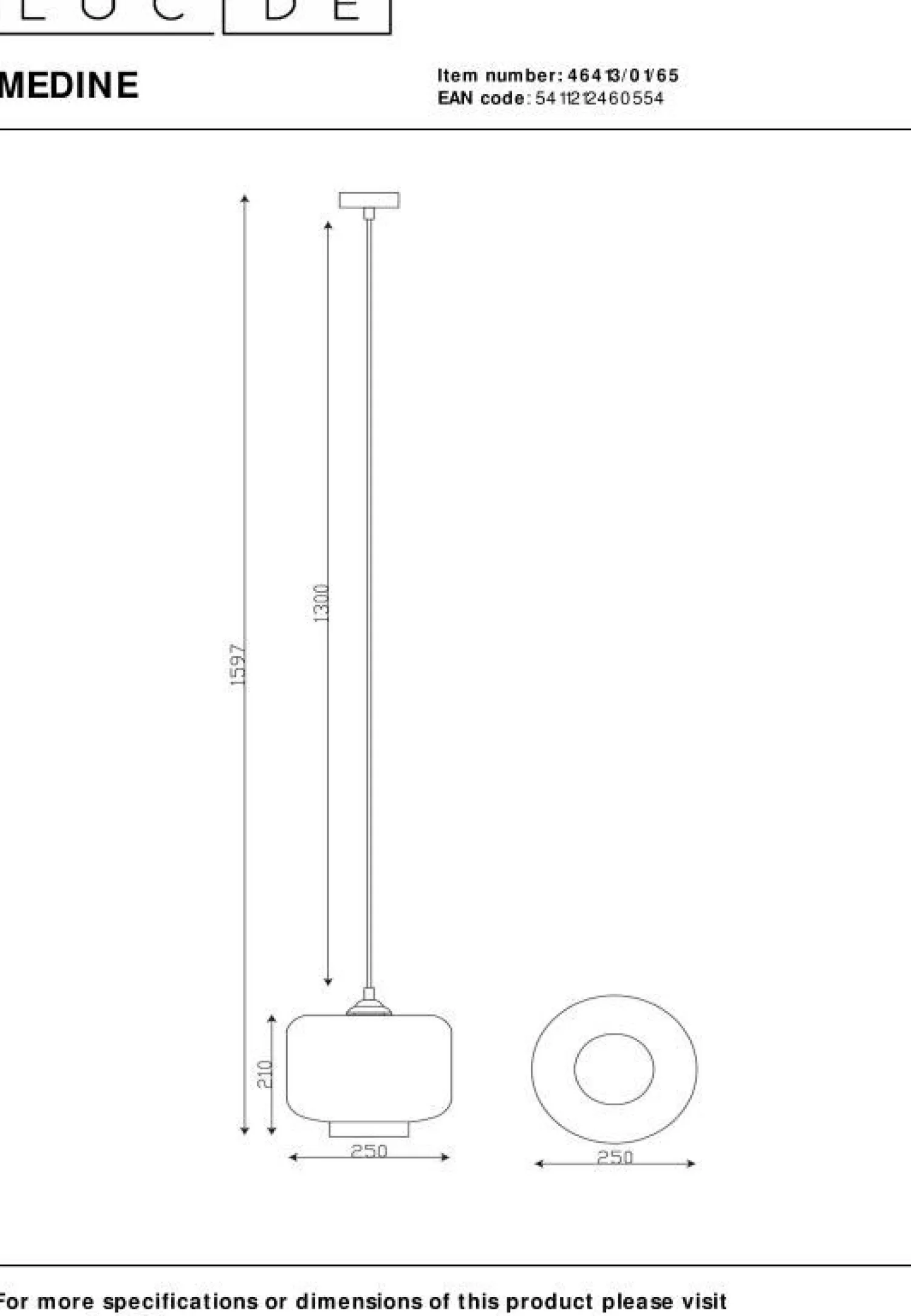 Moderne Hanglampen|Moderne Hanglampen-Lucide Medine Hanglamp Zwart