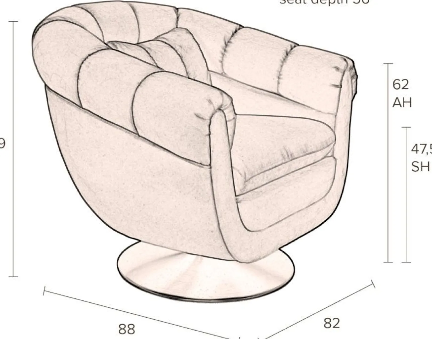 Ronde Fauteuils-Dutchbone Member Fauteuil Whiskey