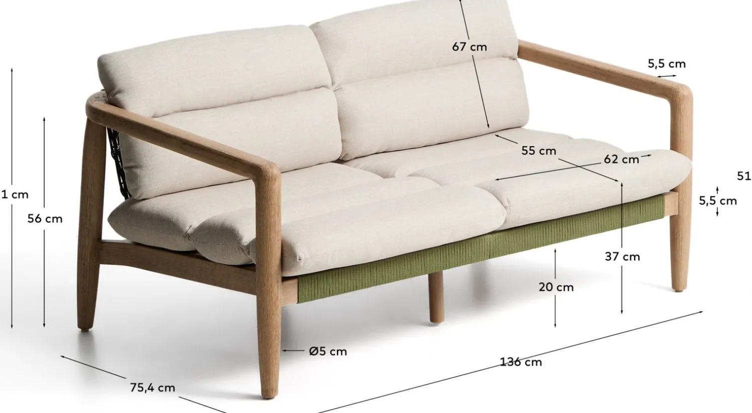 Tuinbanken-Kave Home Menfi Tuinbank Beige, Groen