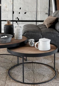 Houten Salontafels|Ronde Salontafels-DTP Home Mercurius Salontafelset Naturel