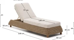 Tuinstoelen-Kave Home Meria Ligstoel Beige, Naturel