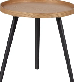 Houten Bijzettafels|Ronde Bijzettafels-WOOOD Mesa Natural Bijzettafel Naturel, Zwart