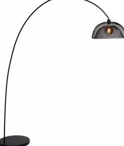Industriële Vloerlampen|Vloerlampen-Lucide Mesh Boog Vloerlamp Zwart