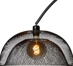 Industriële Vloerlampen|Vloerlampen-Lucide Mesh Boog Vloerlamp Zwart