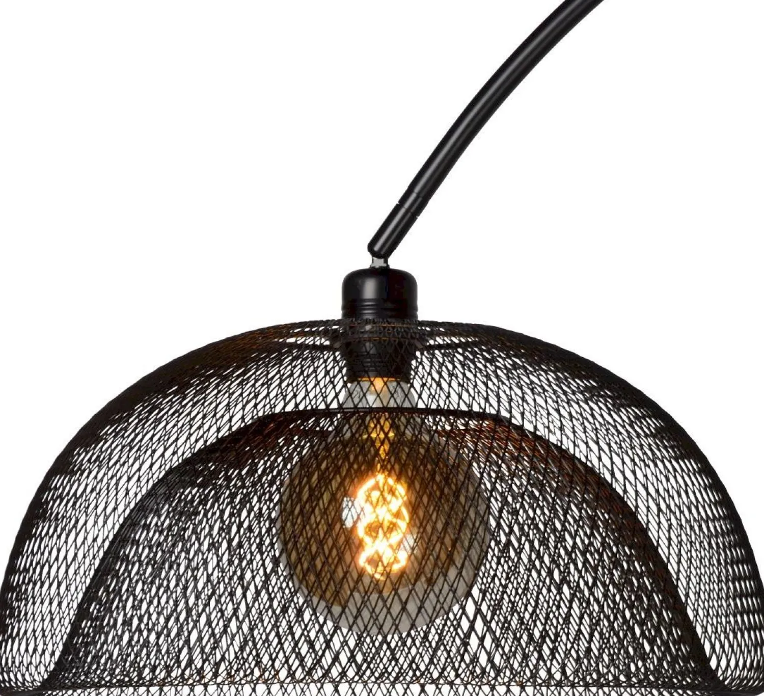 Industriële Vloerlampen|Vloerlampen-Lucide Mesh Boog Vloerlamp Zwart