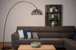 Industriële Vloerlampen|Vloerlampen-Lucide Mesh Boog Vloerlamp Zwart