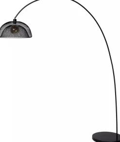Industriële Vloerlampen|Vloerlampen-Lucide Mesh Boog Vloerlamp Zwart