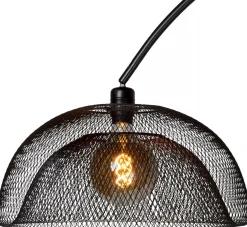 Industriële Vloerlampen|Vloerlampen-Lucide Mesh Boog Vloerlamp Zwart