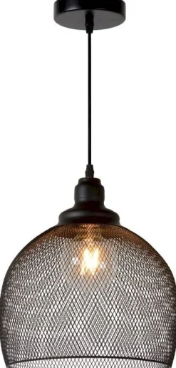 Industriële Hanglampen|Industriële Hanglampen-Lucide Mesh Hanglamp Zwart