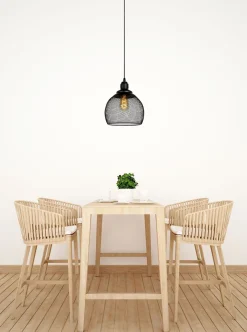 Industriële Hanglampen|Industriële Hanglampen-Lucide Mesh Hanglamp Zwart