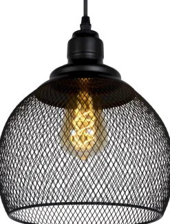 Industriële Hanglampen|Industriële Hanglampen-Lucide Mesh Hanglamp Zwart