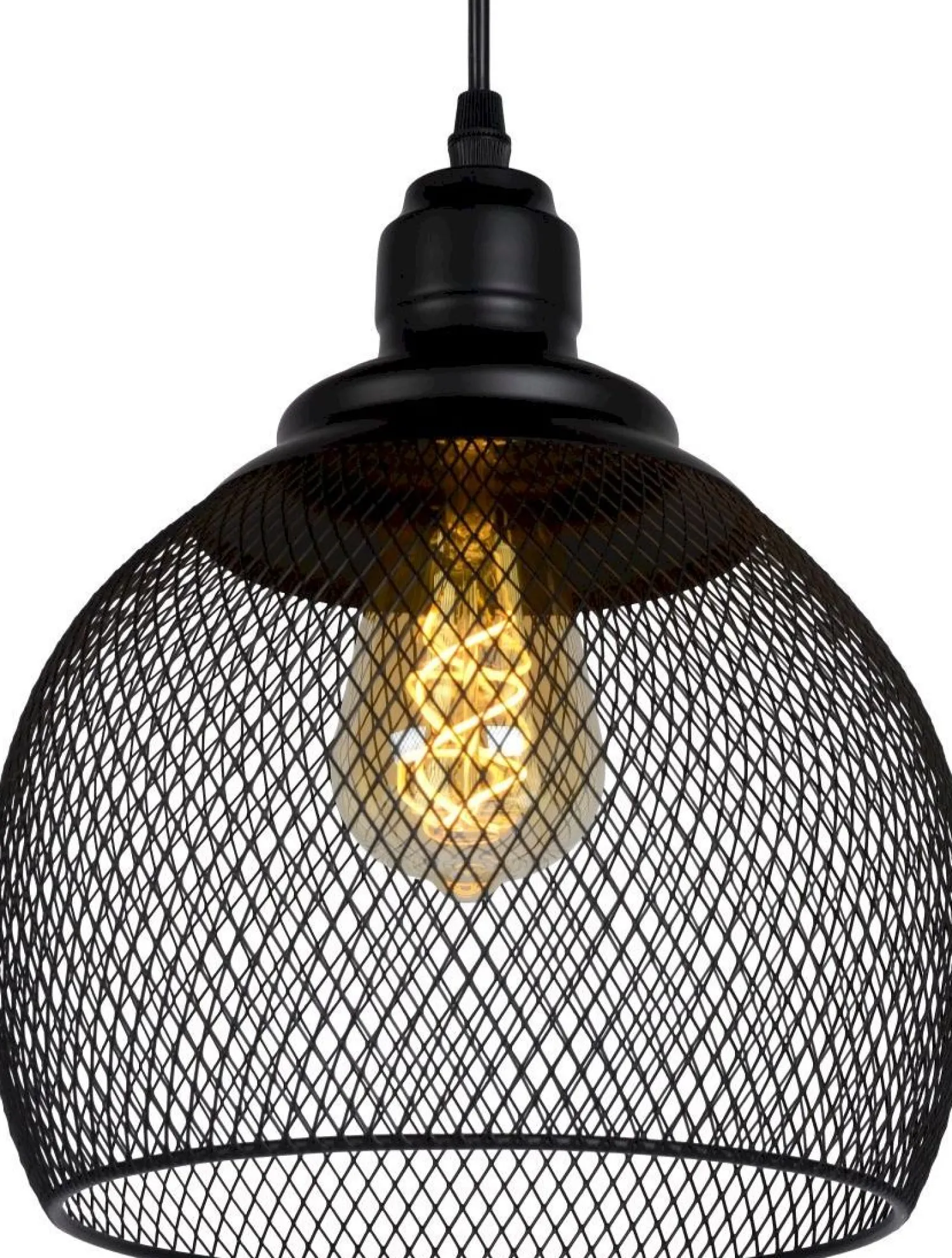 Industriële Hanglampen|Industriële Hanglampen-Lucide Mesh Hanglamp Zwart