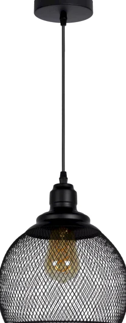 Industriële Hanglampen|Industriële Hanglampen-Lucide Mesh Hanglamp Zwart