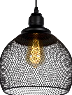 Industriële Hanglampen|Industriële Hanglampen-Lucide Mesh Hanglamp Zwart