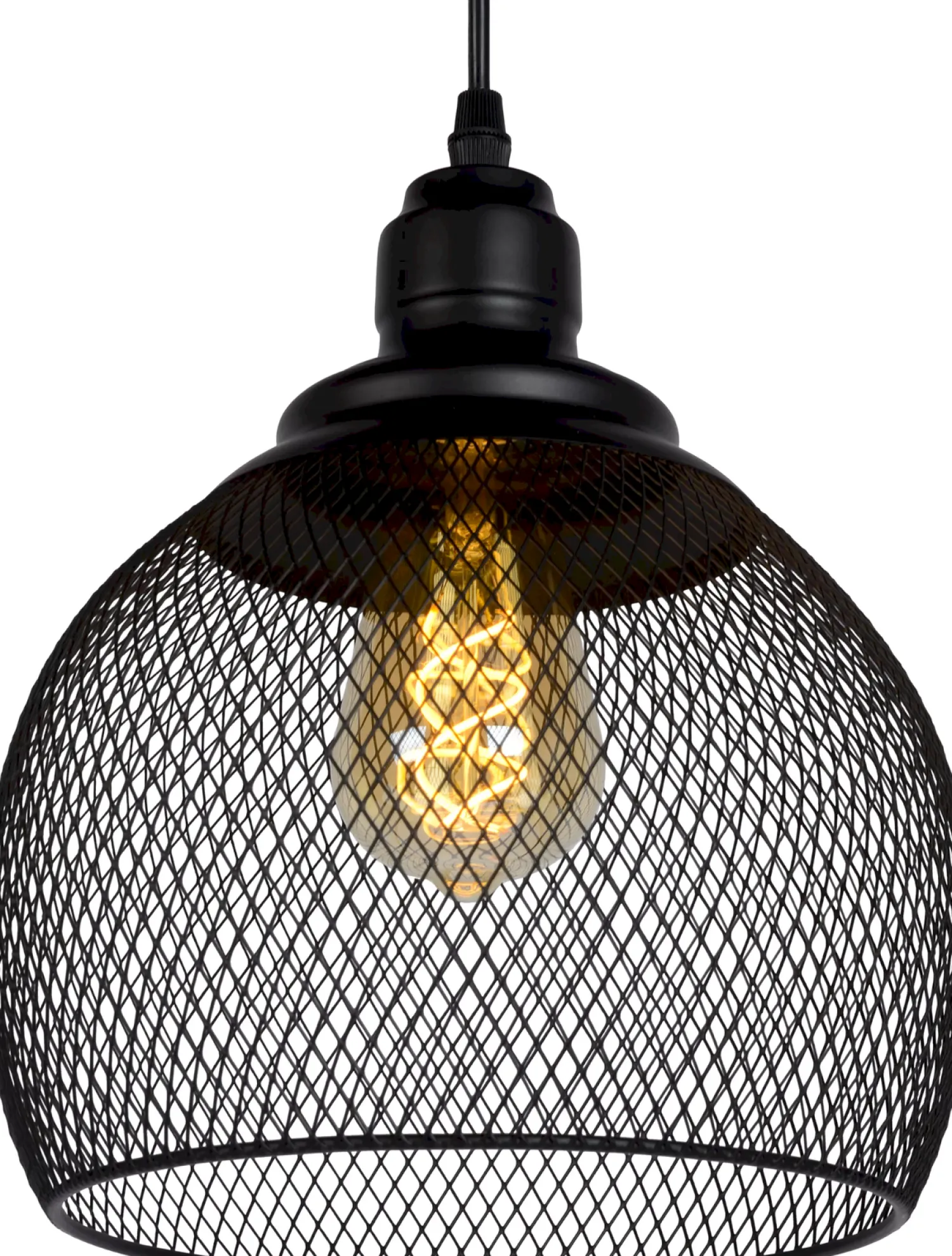 Industriële Hanglampen|Industriële Hanglampen-Lucide Mesh Hanglamp Zwart