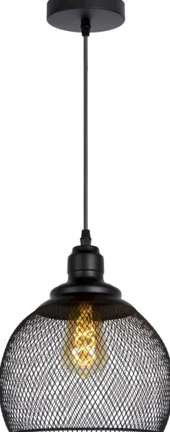 Industriële Hanglampen|Industriële Hanglampen-Lucide Mesh Hanglamp Zwart