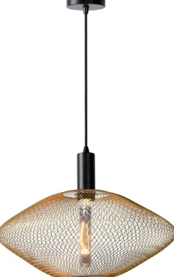 Hanglampen|Hanglampen-Lucide Mesh Ovaal Hanglamp Goud, Zwart