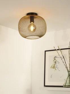 Plafondlampen|Plafondlampen-Lucide Mesh Plafondlamp Goud