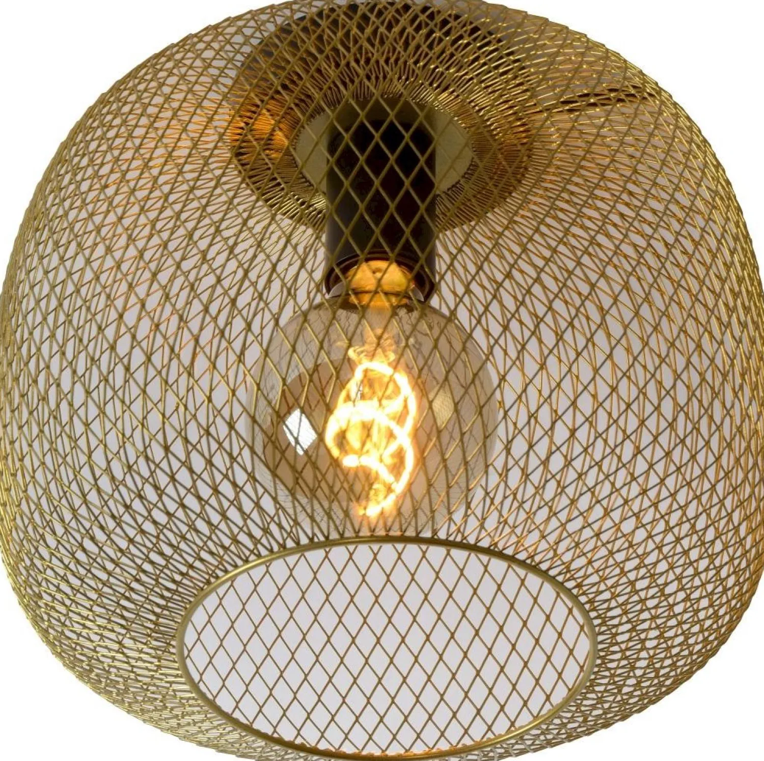 Plafondlampen|Plafondlampen-Lucide Mesh Plafondlamp Goud