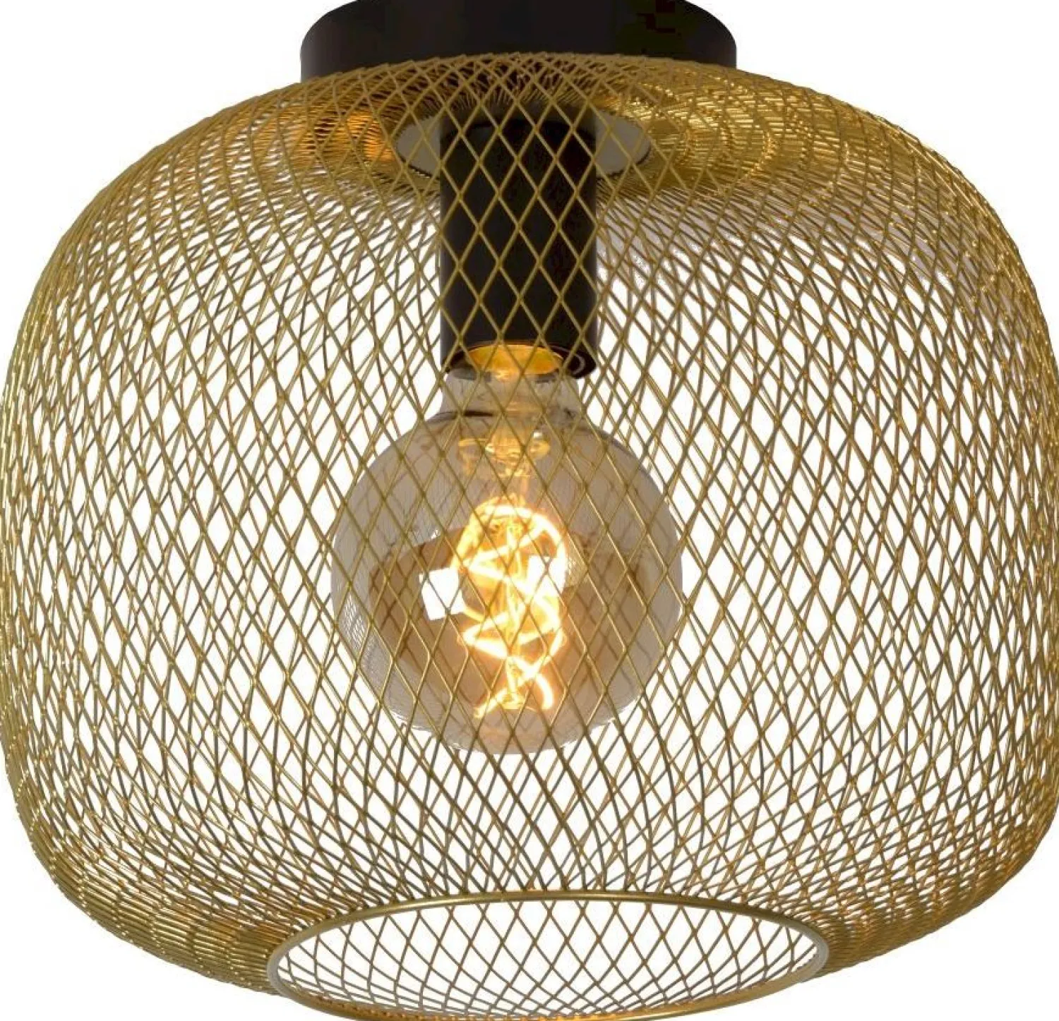 Plafondlampen|Plafondlampen-Lucide Mesh Plafondlamp Goud