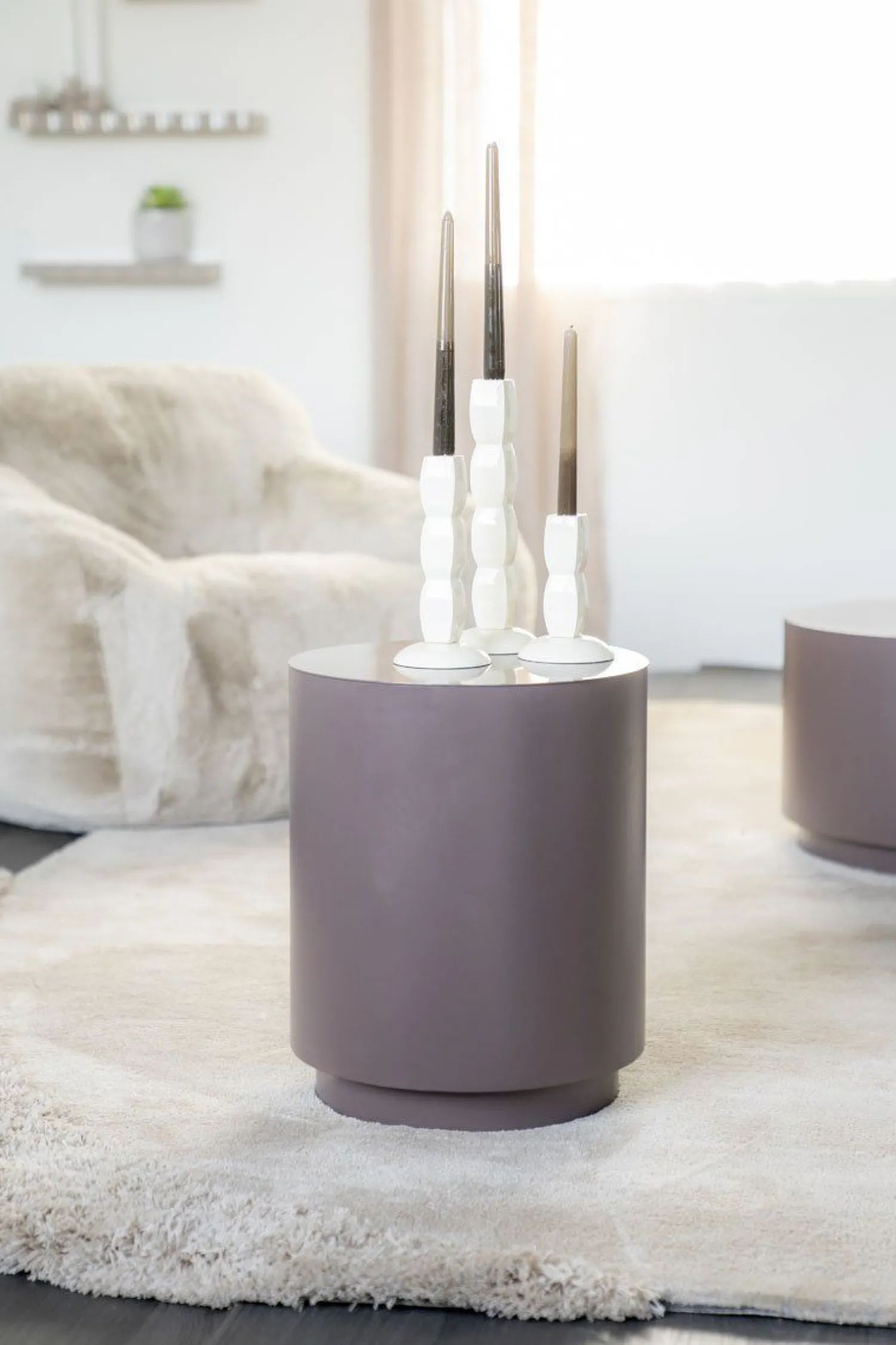 Industriële Bijzettafels|Ronde Bijzettafels-By Boo Mesita Bijzettafel Dark Taupe