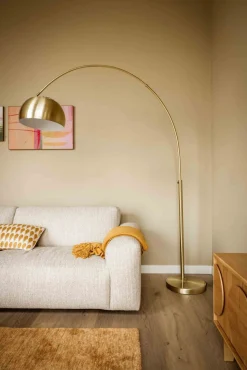 Vloerlampen|Vloerlampen-Zuiver Metal Bow Vloerlamp Brass