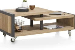 Houten Salontafels-Henders en Hazel Metalo Salontafel Railway Brown