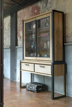 Vitrinekasten|Buffetkasten-Henders en Hazel Metalo Buffetkast Railway Brown, Desert Black