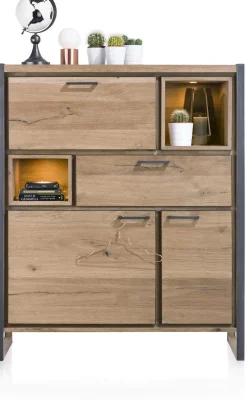 Dressoirs-Henders en Hazel Metalo Highboard Railway Brown, Desert Black