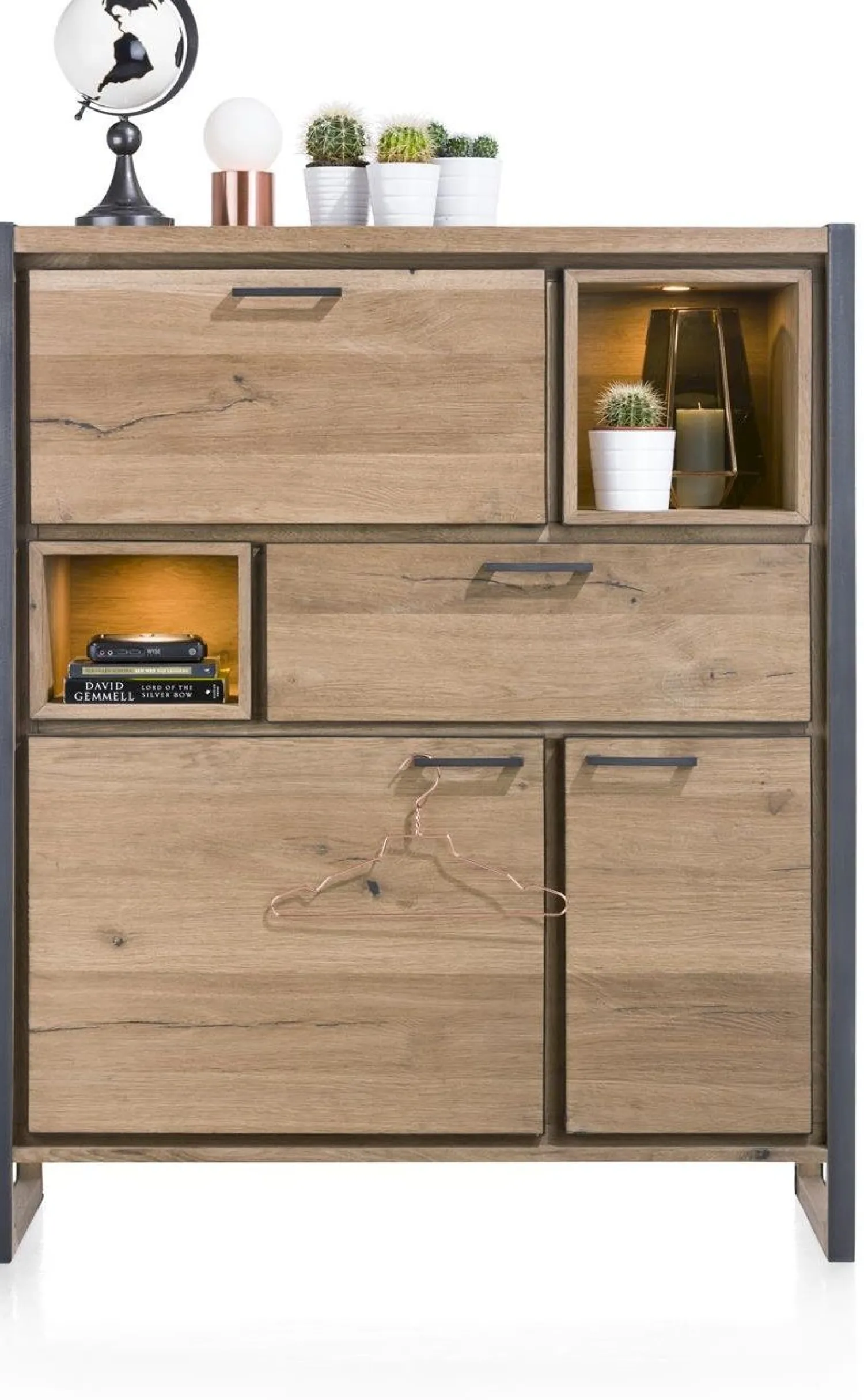 Dressoirs-Henders en Hazel Metalo Highboard Railway Brown, Desert Black