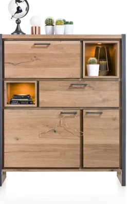 Dressoirs-Henders en Hazel Metalo Highboard Railway Brown, Desert Black