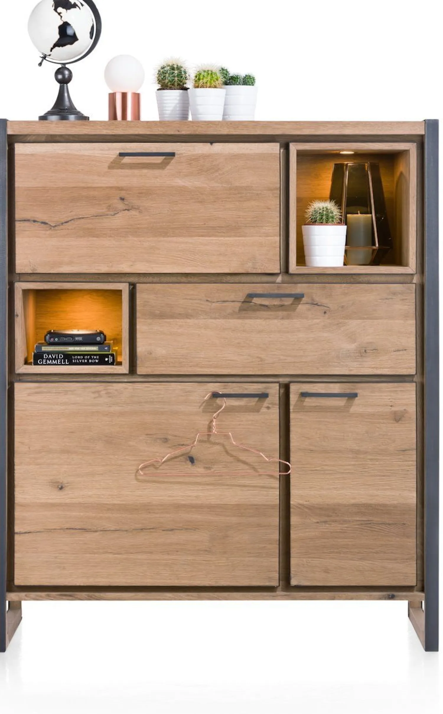 Dressoirs-Henders en Hazel Metalo Highboard Railway Brown, Desert Black