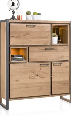 Dressoirs-Henders en Hazel Metalo Highboard Railway Brown, Desert Black