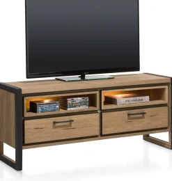Tv-Meubels-Henders en Hazel Metalo Tv-meubel Railway Brown, Desert Black