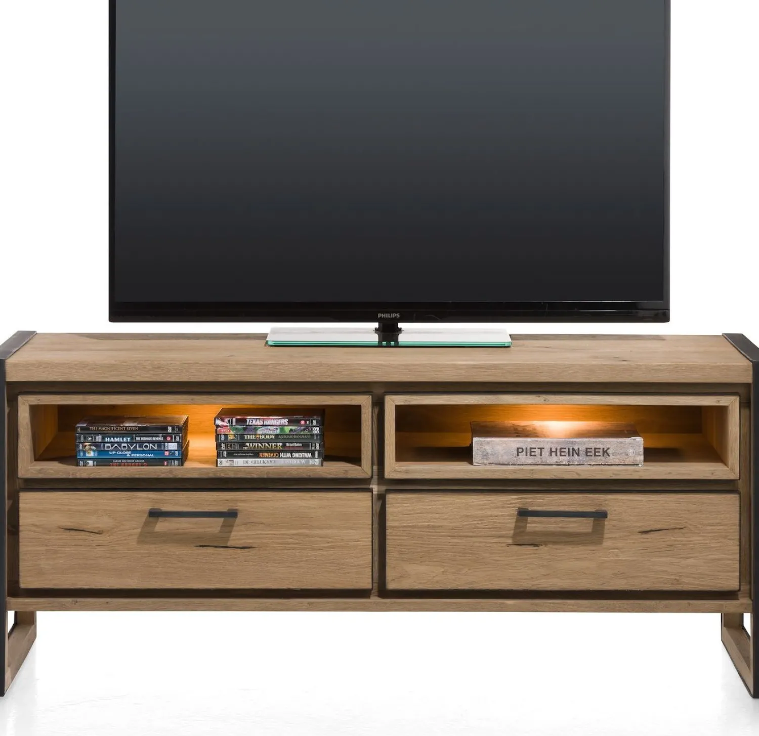 Tv-Meubels-Henders en Hazel Metalo Tv-meubel Railway Brown, Desert Black