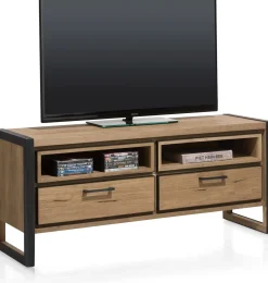 Tv-Meubels-Henders en Hazel Metalo Tv-meubel Railway Brown, Desert Black