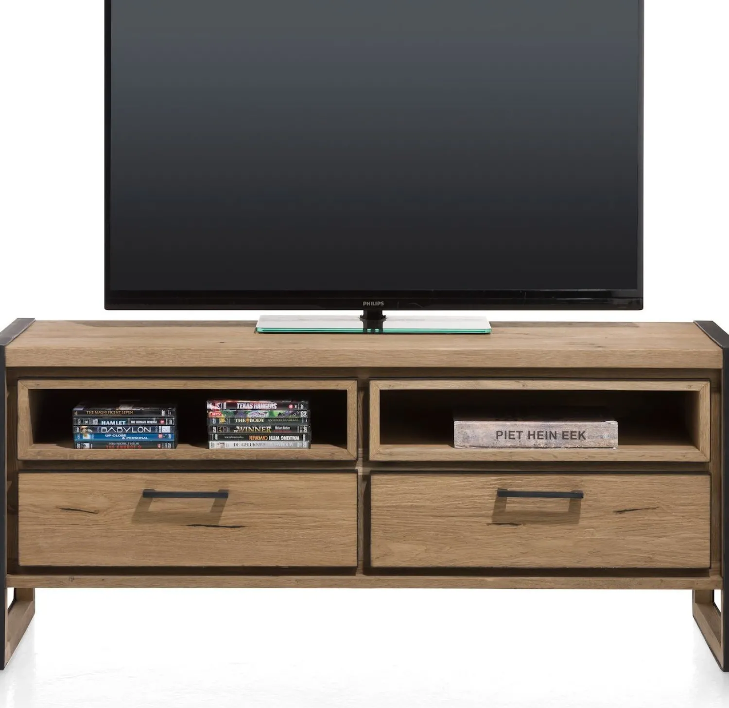 Tv-Meubels-Henders en Hazel Metalo Tv-meubel Railway Brown, Desert Black